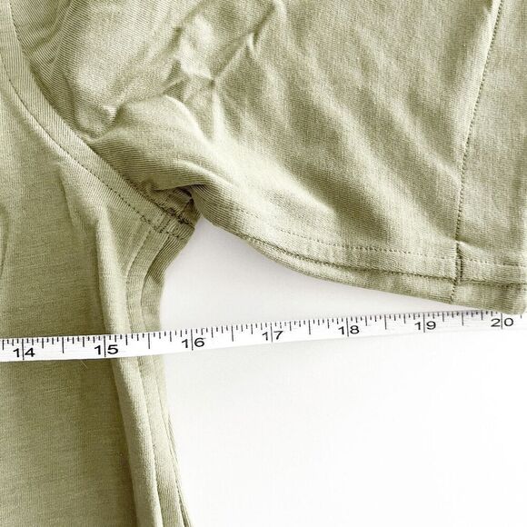 Lululemon Athletica Womens Cotton Wrap Front 3/4 Sleeve T Shirt Dress Green 2 - Picture 5 of 5